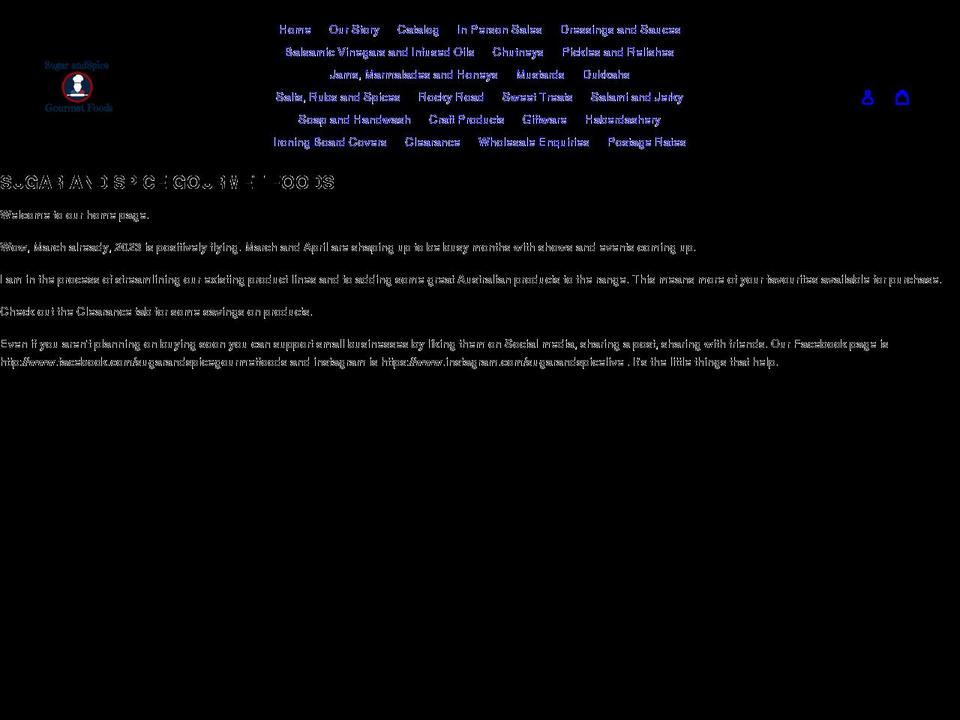 sugarandspicegourmetfoods.com shopify website screenshot