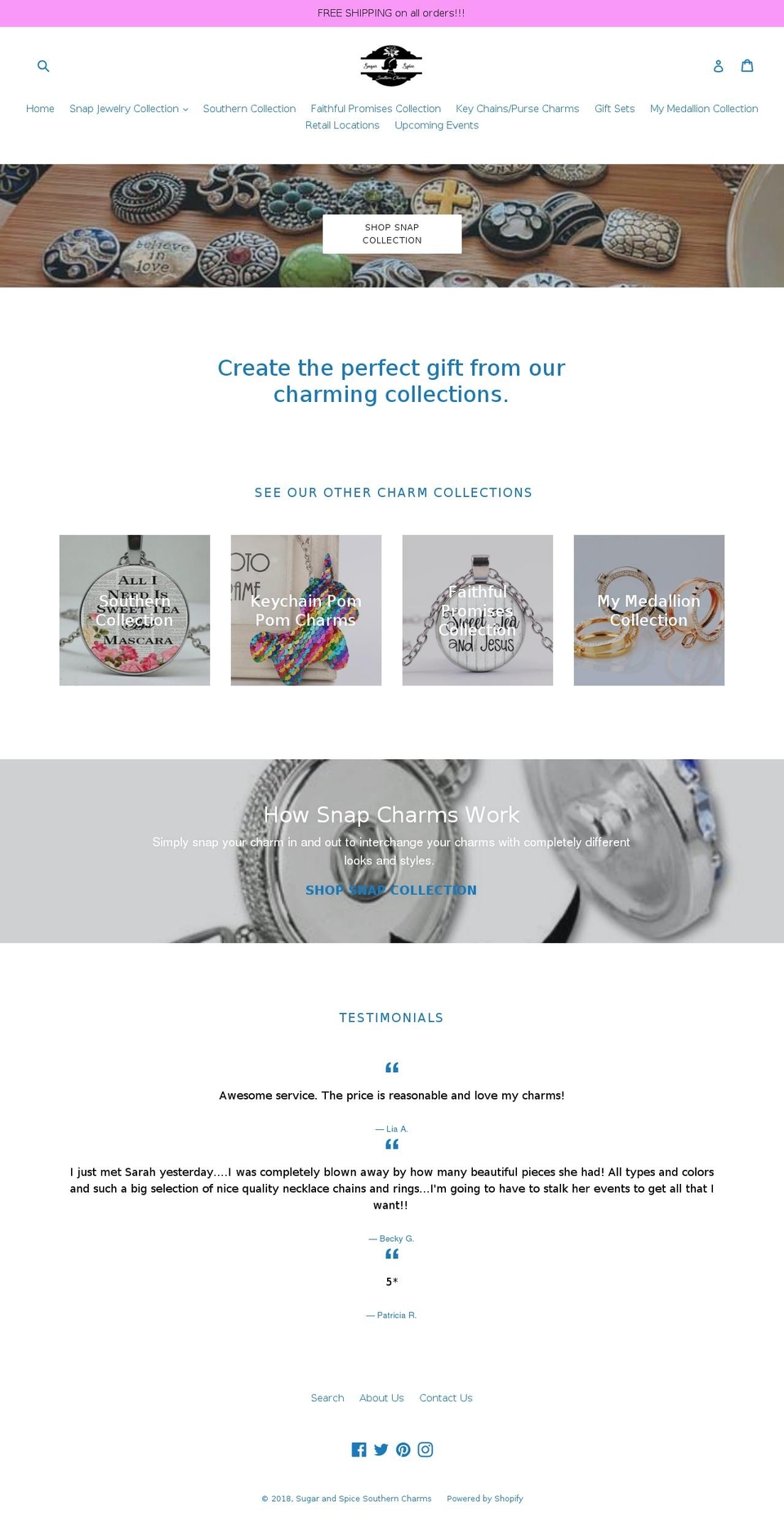 sugarandspicesnaps.com — Shopify storefront screenshot