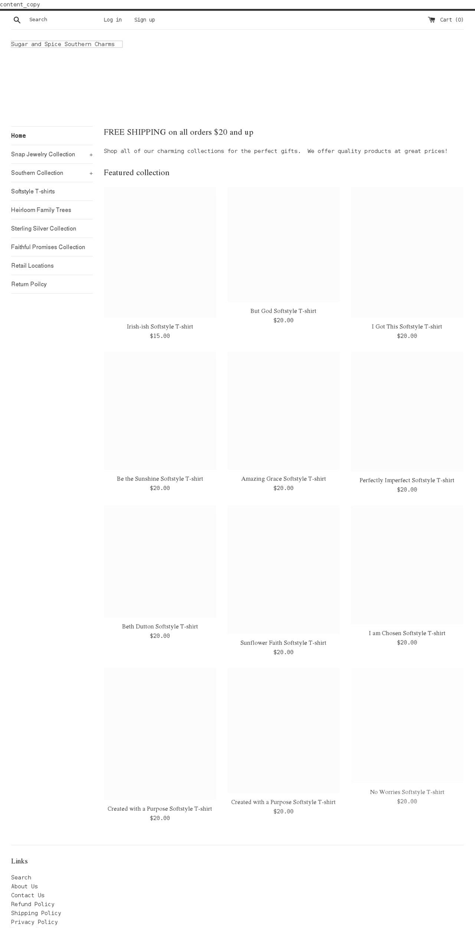 sugarandspicesoutherncharms.com — Shopify storefront screenshot