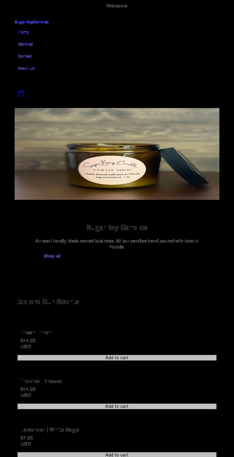 sugarbaycandle.com shopify website screenshot