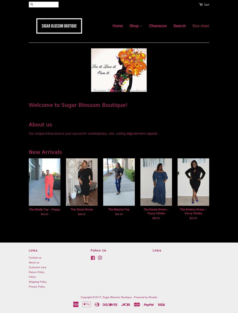 sugarblossomboutique.com shopify website screenshot