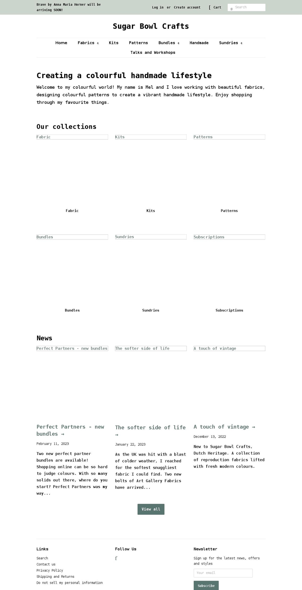sugarbowlcrafts.com shopify website screenshot