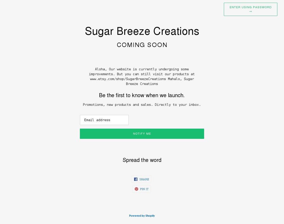 sugarbreezecreations.com shopify website screenshot