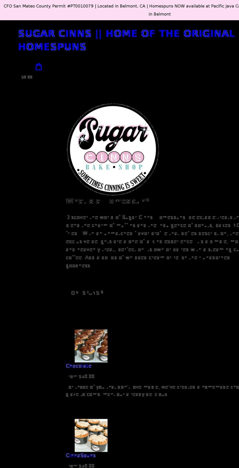 sugarcinns.com shopify website screenshot