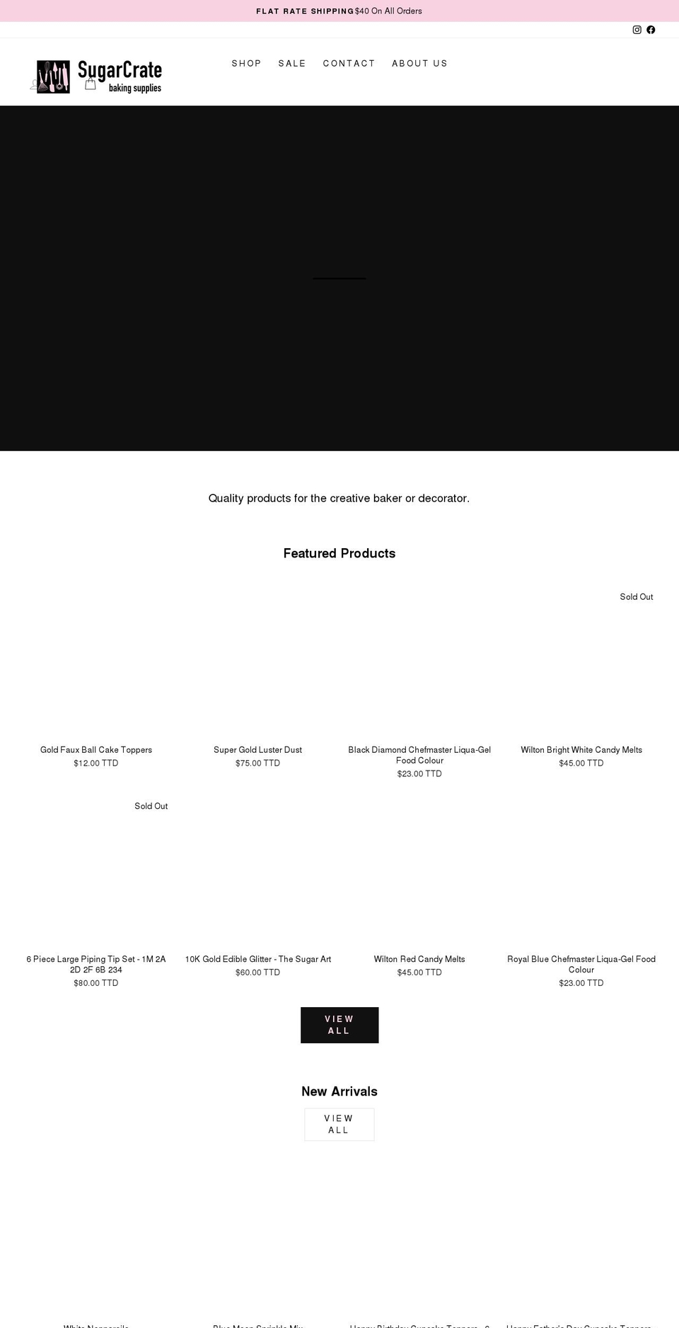 sugarcratebakingsupplies.com shopify website screenshot