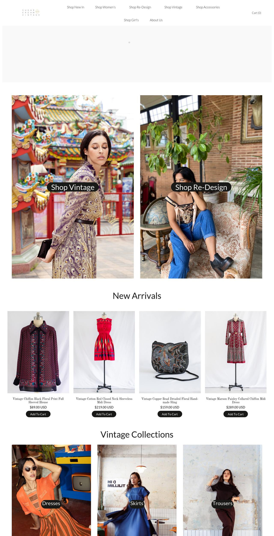 sugarcreamvintage.com shopify website screenshot