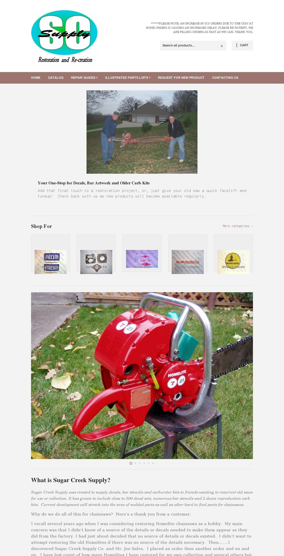 sugarcreeksupply.net shopify website screenshot