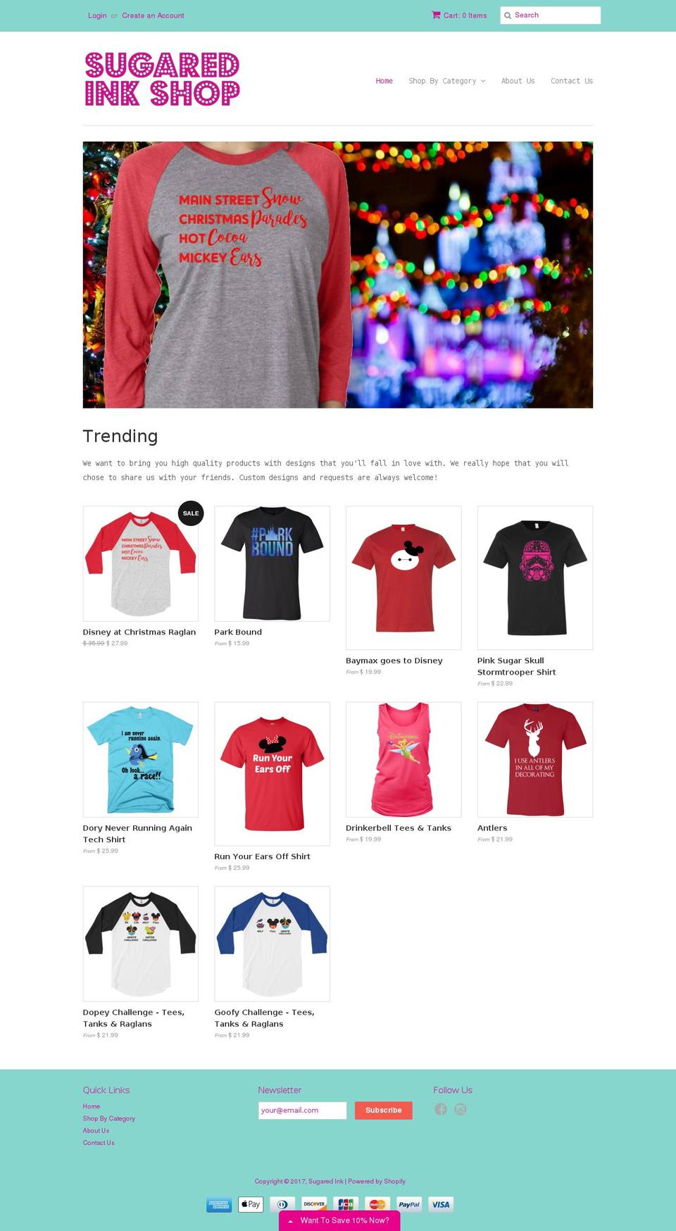 sugaredink.com shopify website screenshot