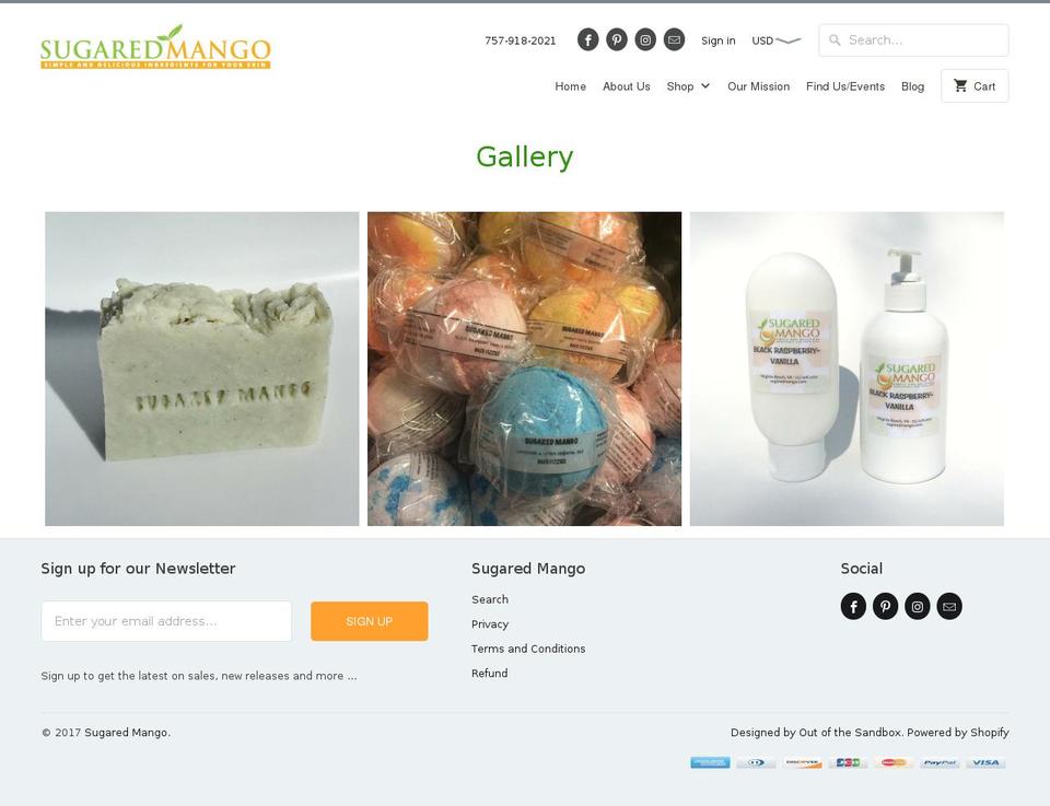 sugaredmango.com shopify website screenshot