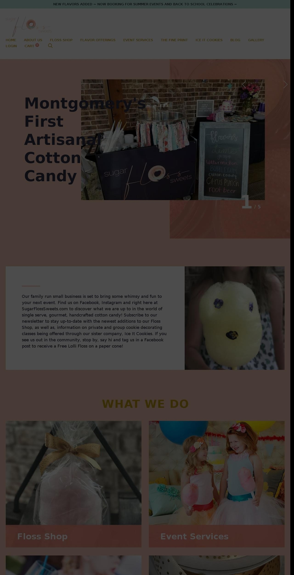 sugarflosssweets.com shopify website screenshot