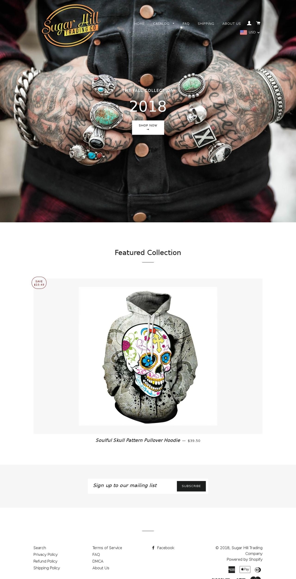 sugarhilltrading.com — Shopify storefront screenshot