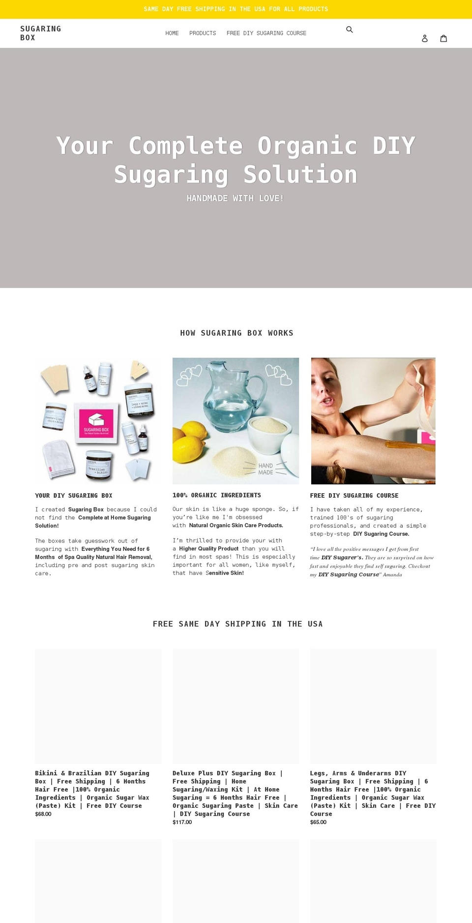 sugaring-box.myshopify.com shopify website screenshot