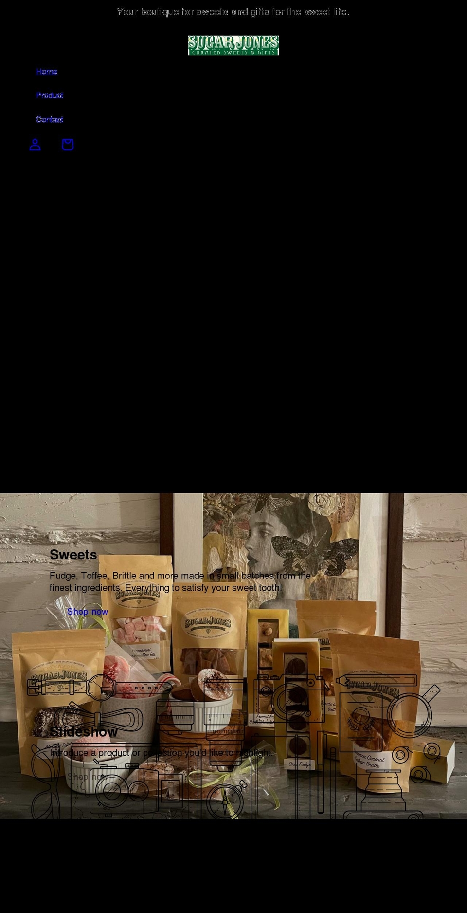 sugarjones.net shopify website screenshot