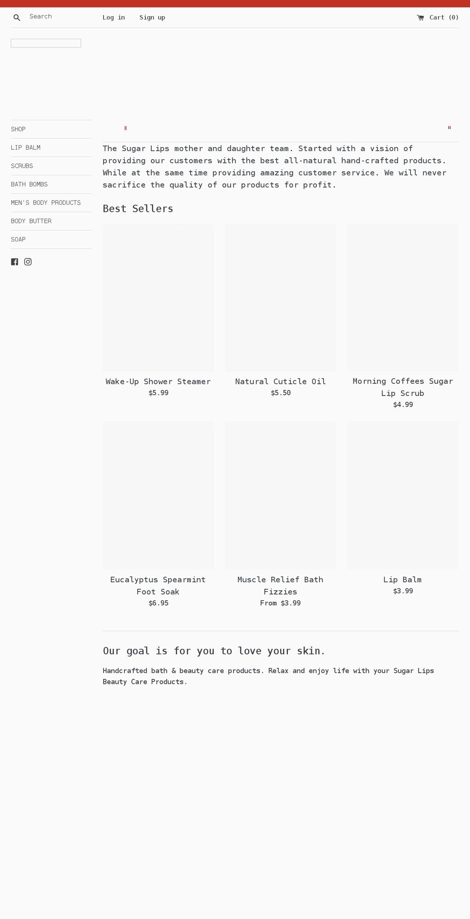 sugarlipsbeautycare.com shopify website screenshot