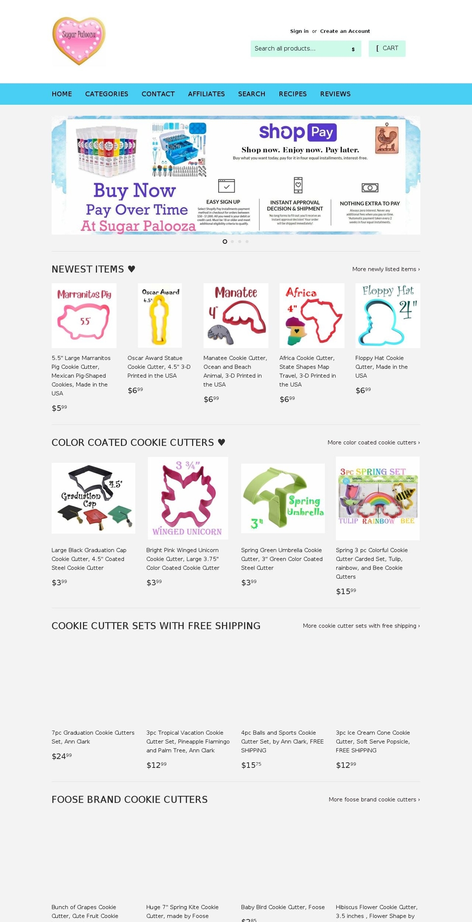 sugarpalooza.com shopify website screenshot