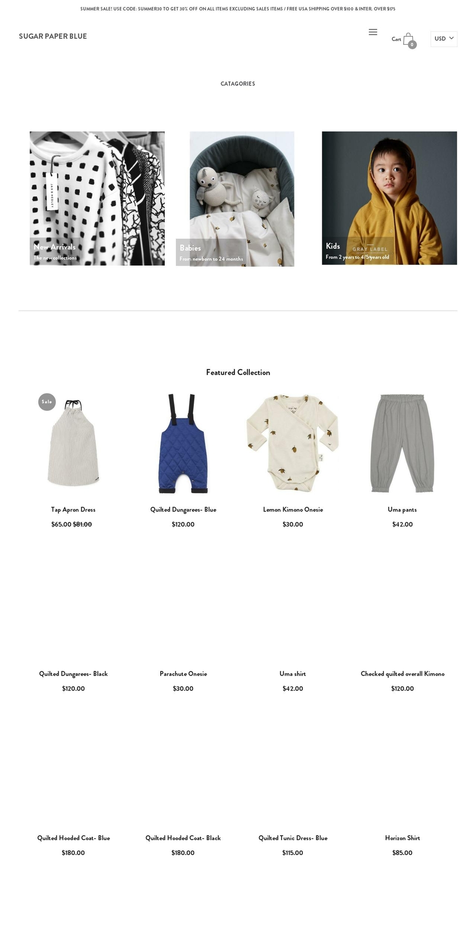sugarpaperblue.com shopify website screenshot