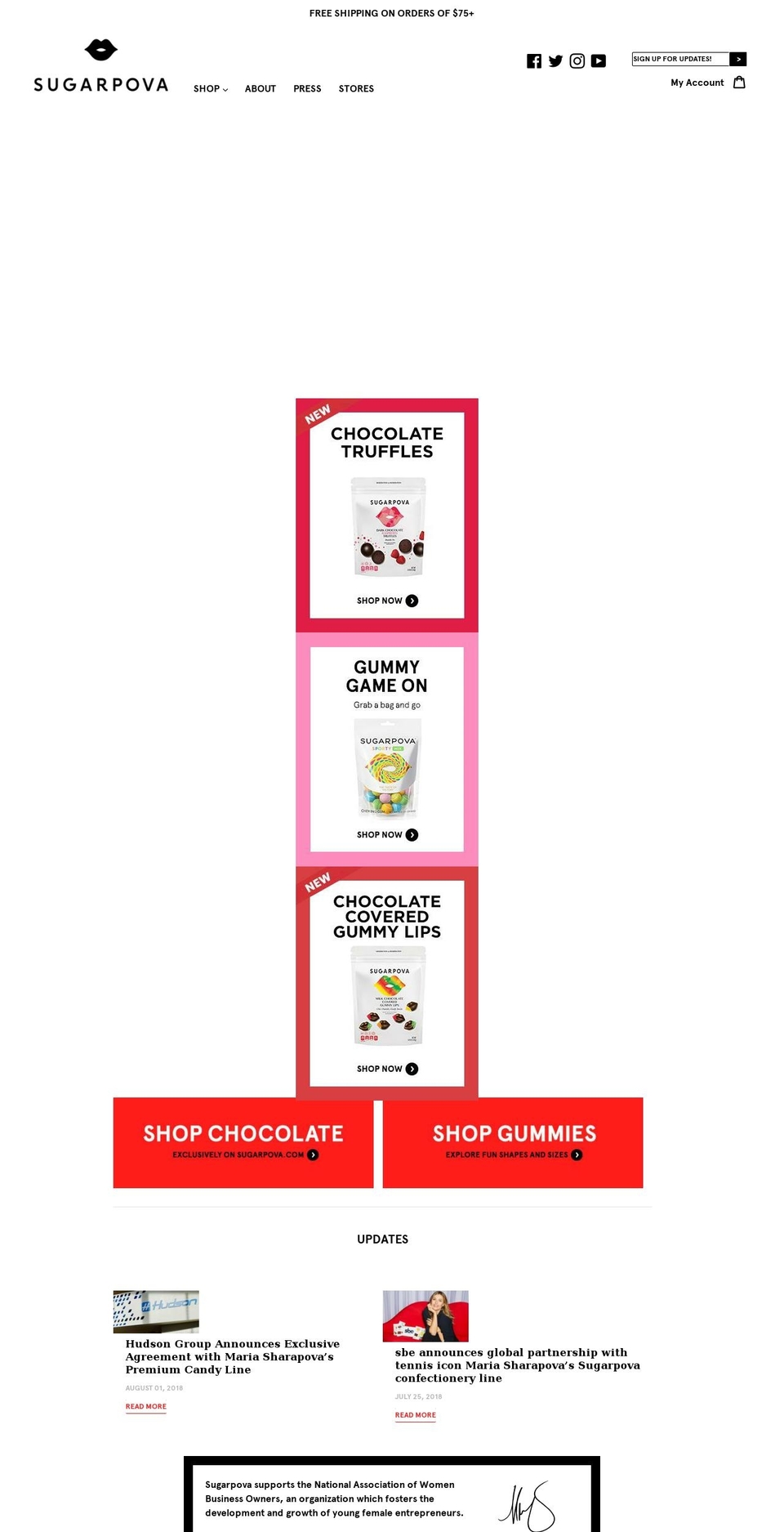 sugarpova.com — Shopify storefront screenshot