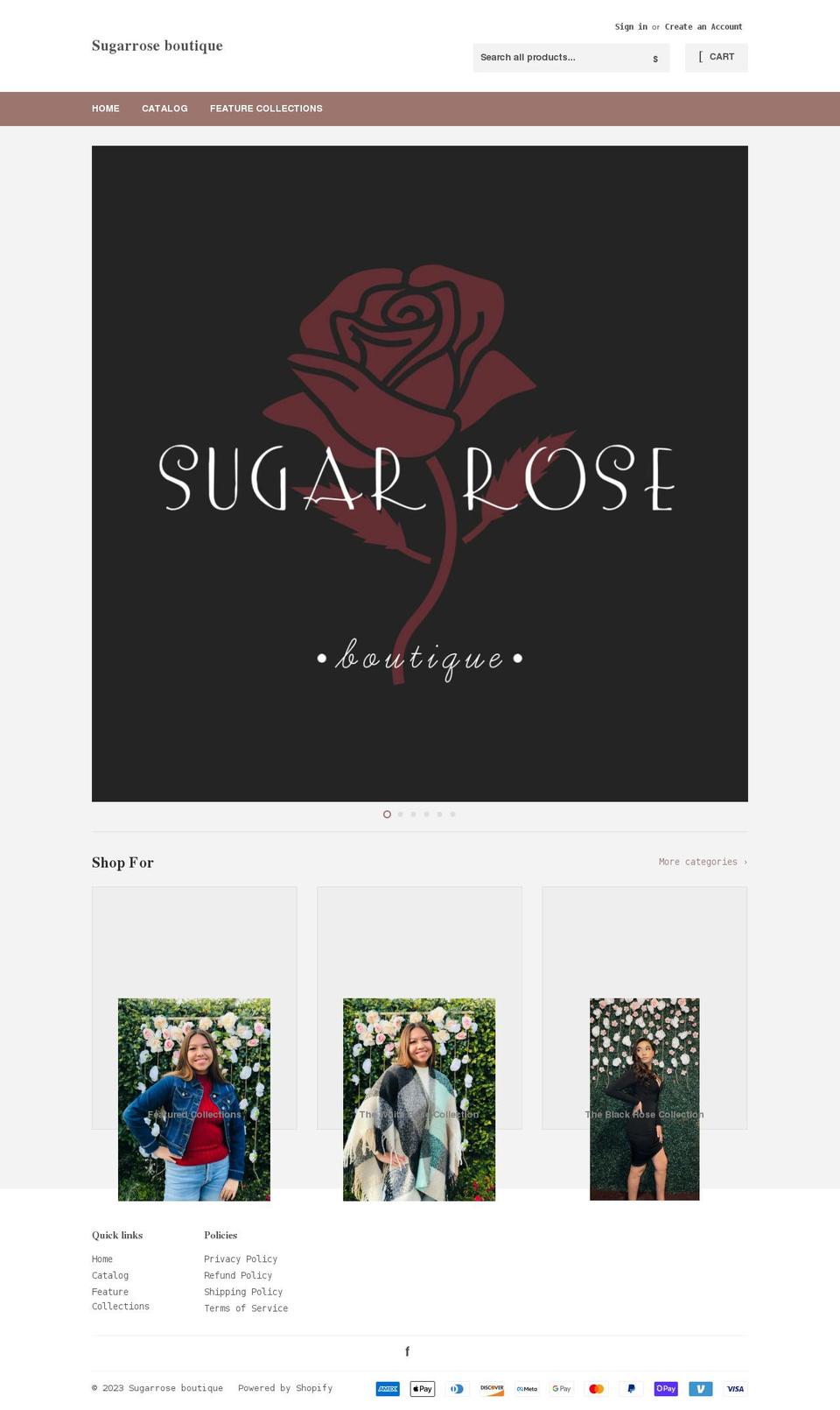 sugarroseboutique.com shopify website screenshot