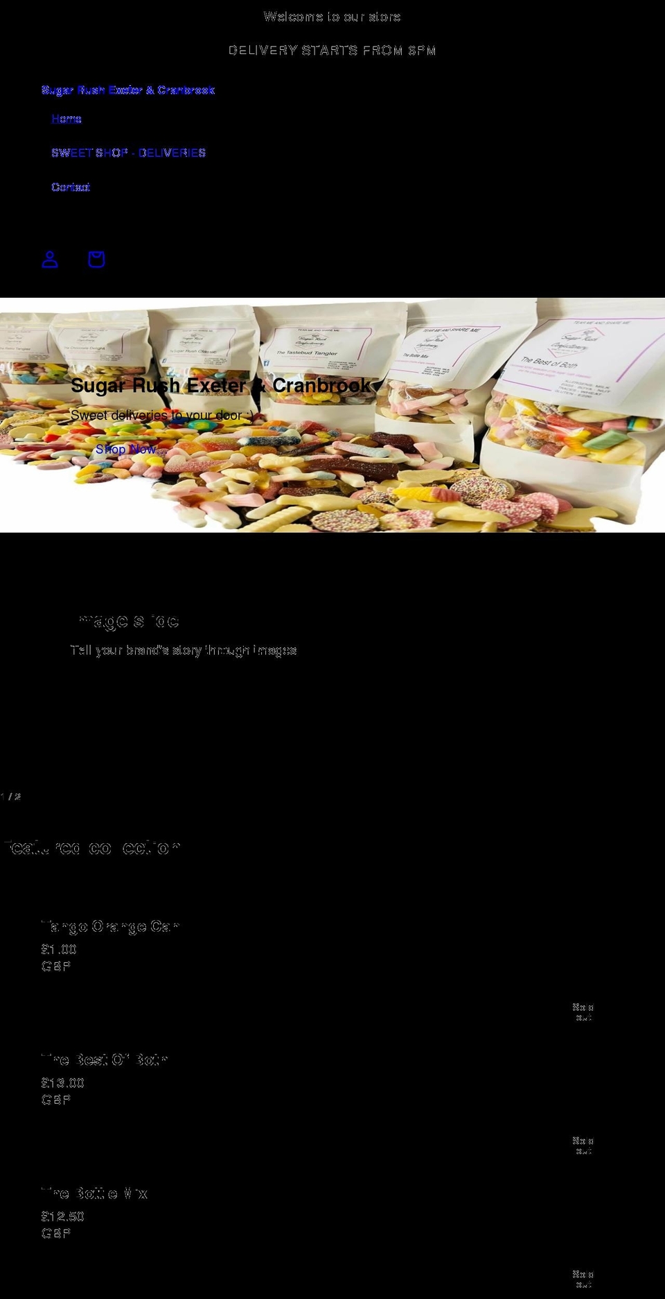 sugarrushexeter.co.uk shopify website screenshot