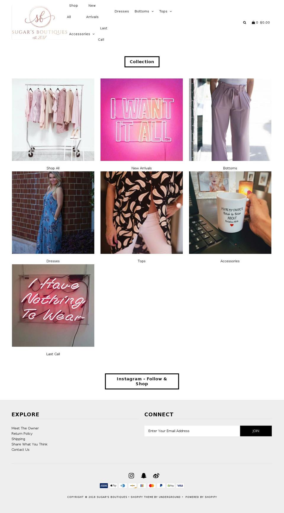 sugarsboutiques.com — Shopify storefront screenshot