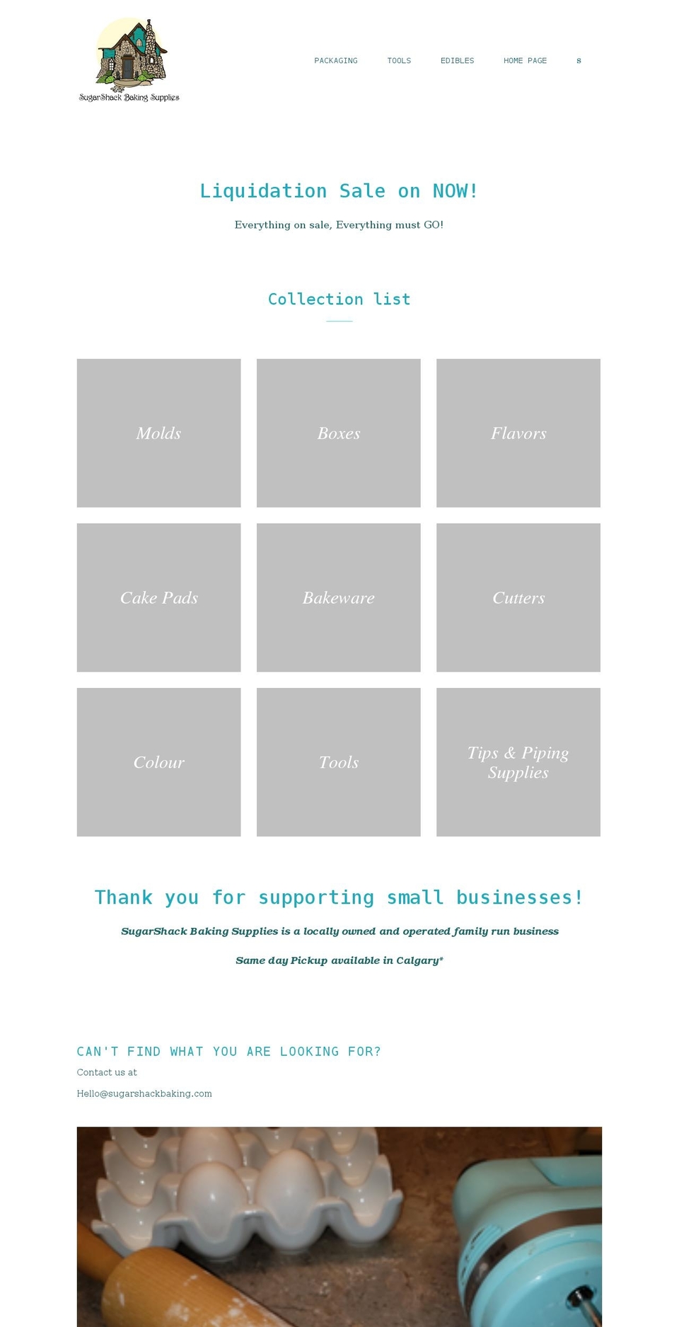 sugarshackbaking.com shopify website screenshot