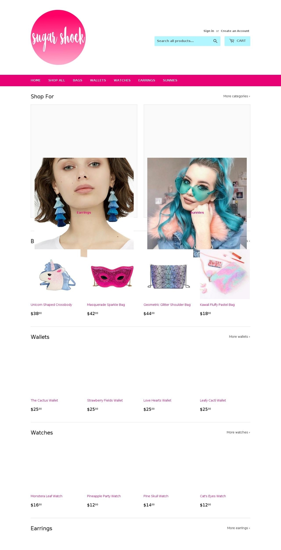sugarshockstudio.com — Shopify storefront screenshot