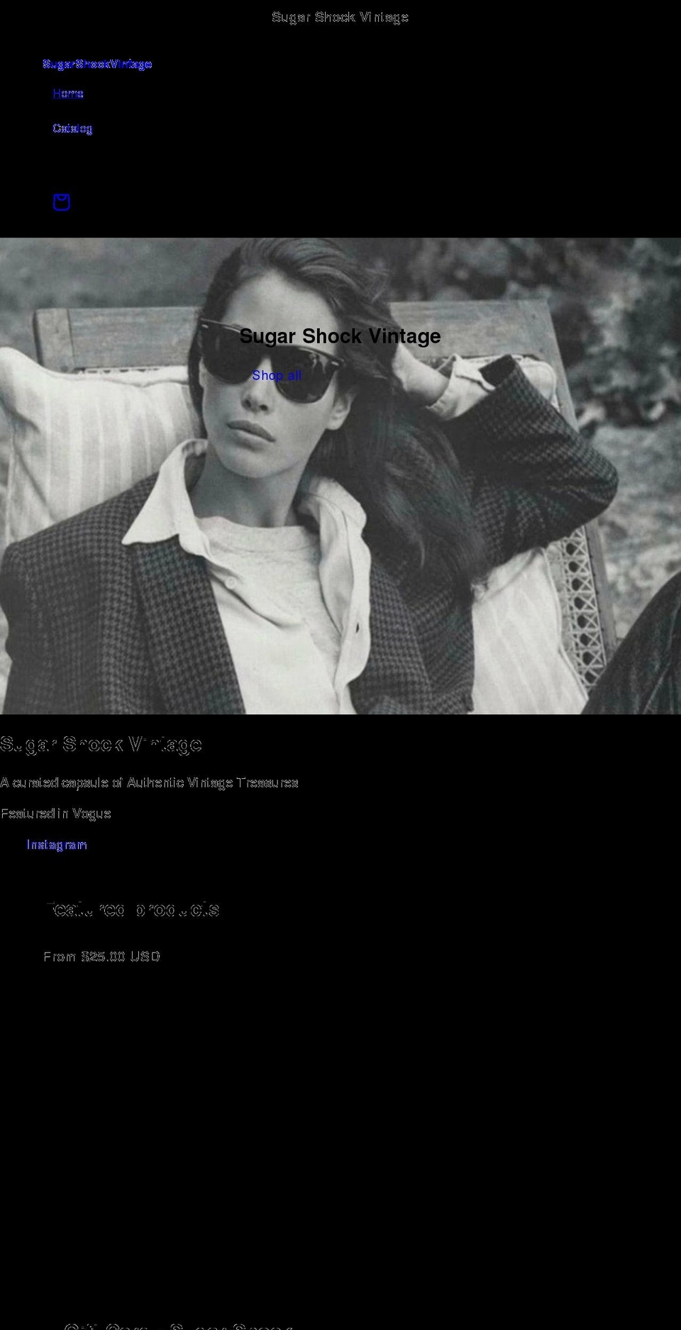 sugarshockvintage.com shopify website screenshot