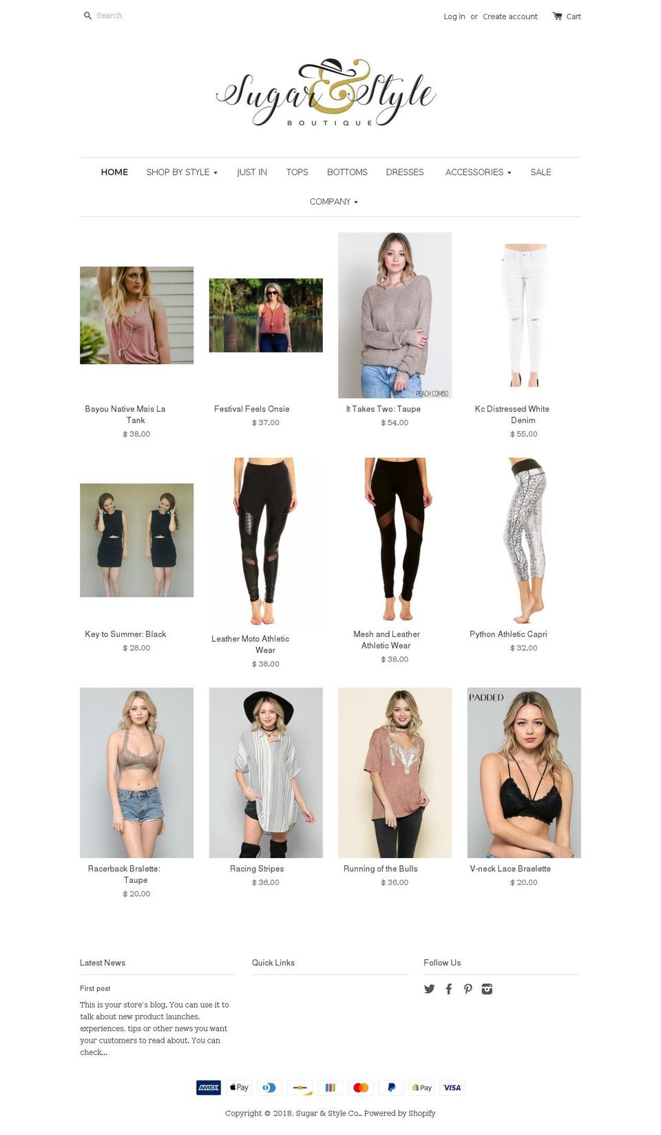 sugarstyleclothing.com shopify website screenshot