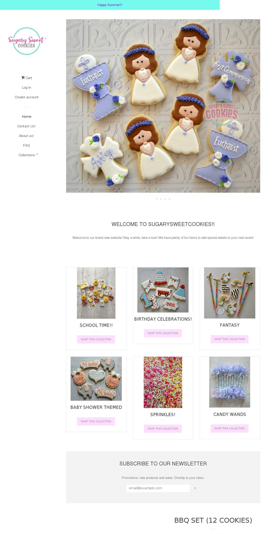 sugarysweetcookies.com shopify website screenshot