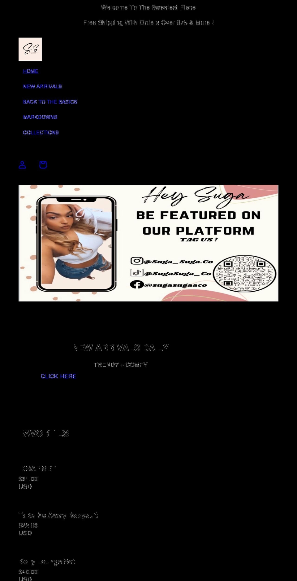 sugasugaco.com shopify website screenshot