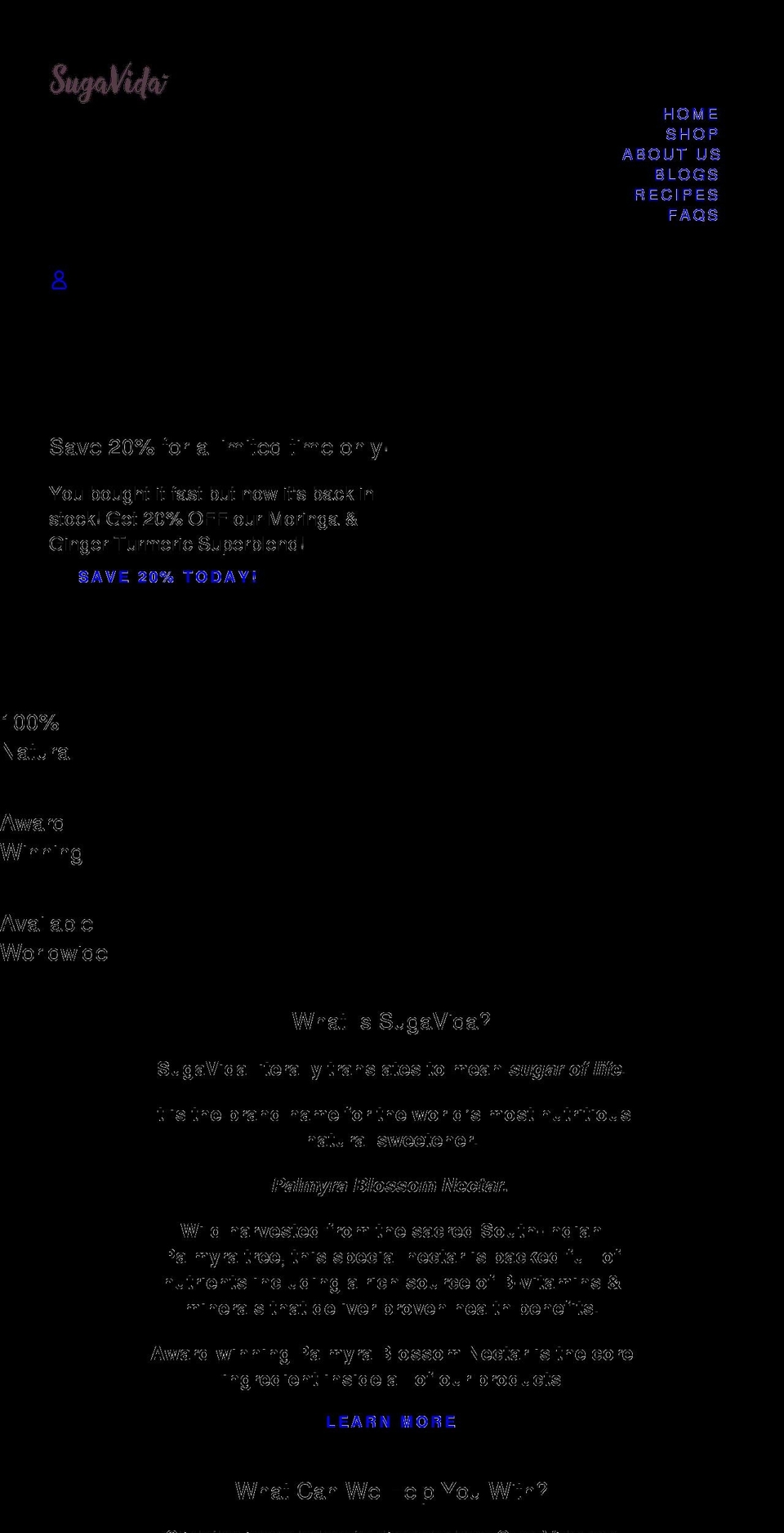 sugavida.com shopify website screenshot