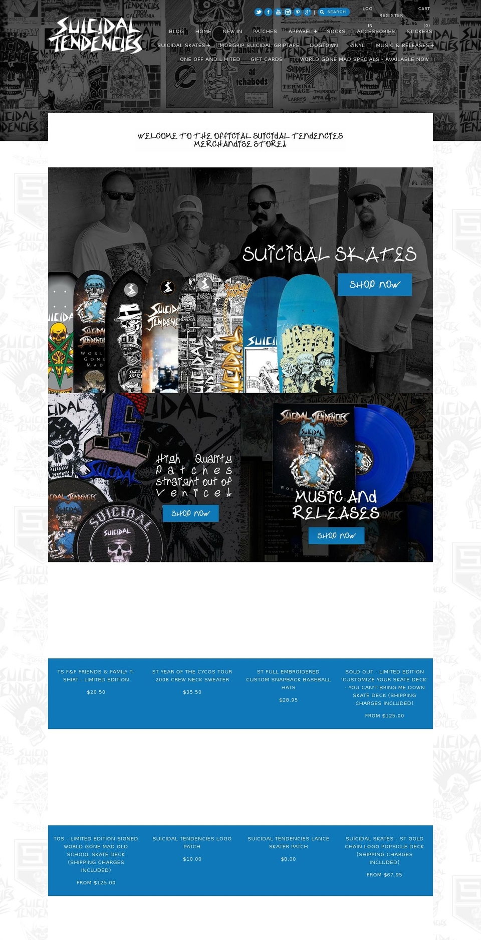 suicidaltendenciesstore.com shopify website screenshot