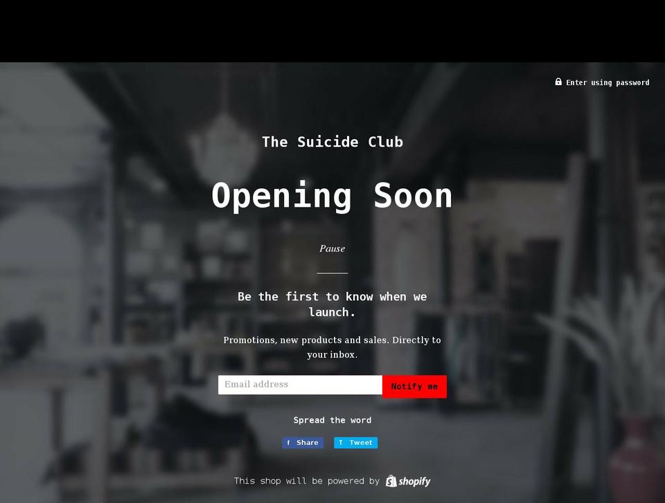 suicide-club.myshopify.com shopify website screenshot