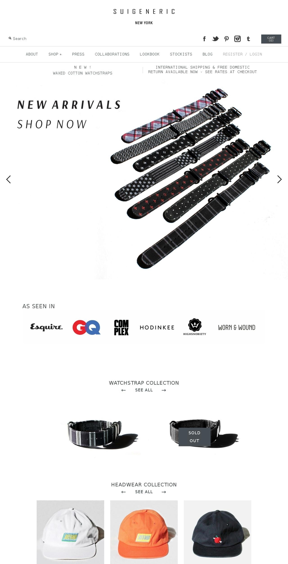 suigeneric.com shopify website screenshot