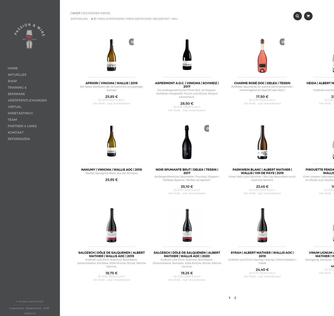 suisse-wines.com — Shopify storefront screenshot