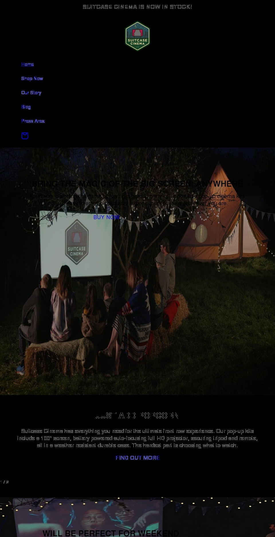 suitcasecinema.com shopify website screenshot