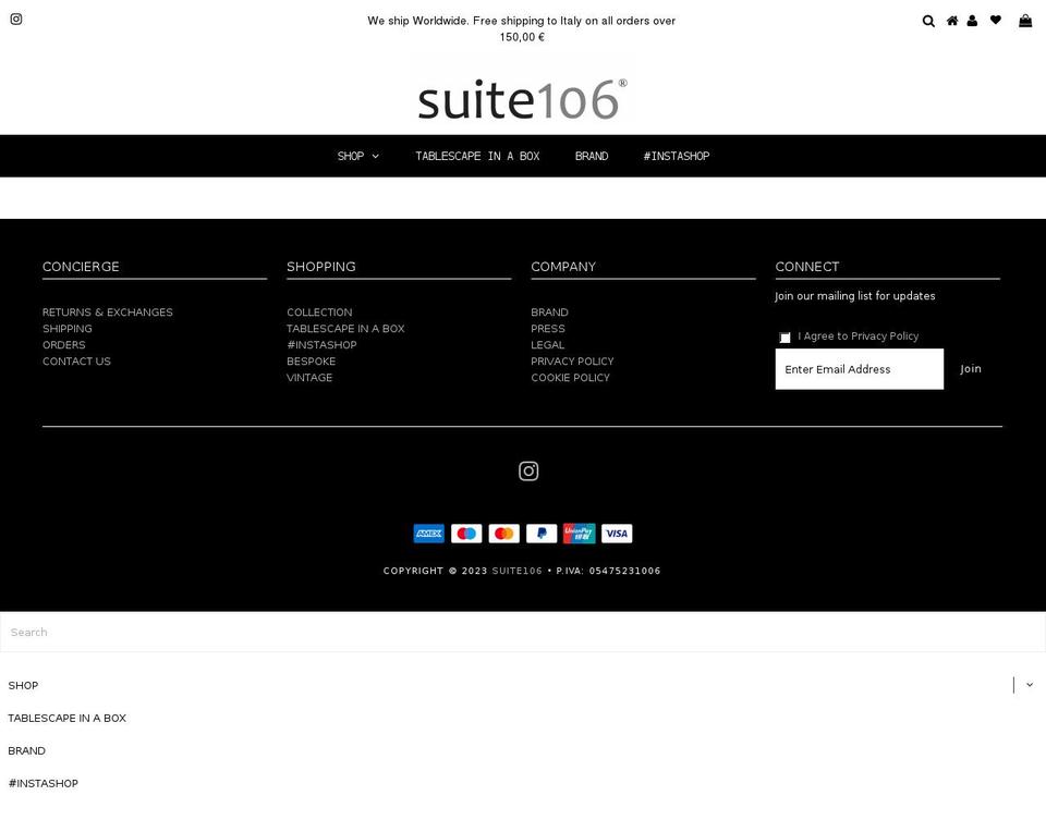 suite106.it shopify website screenshot