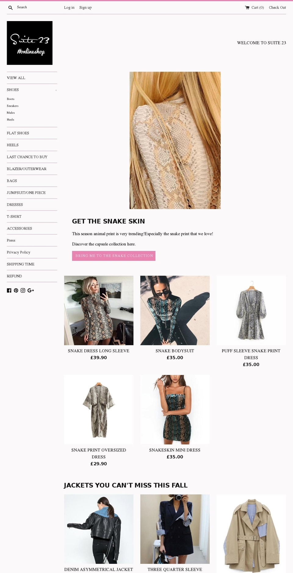 suite23onlineshop.com — Shopify storefront screenshot
