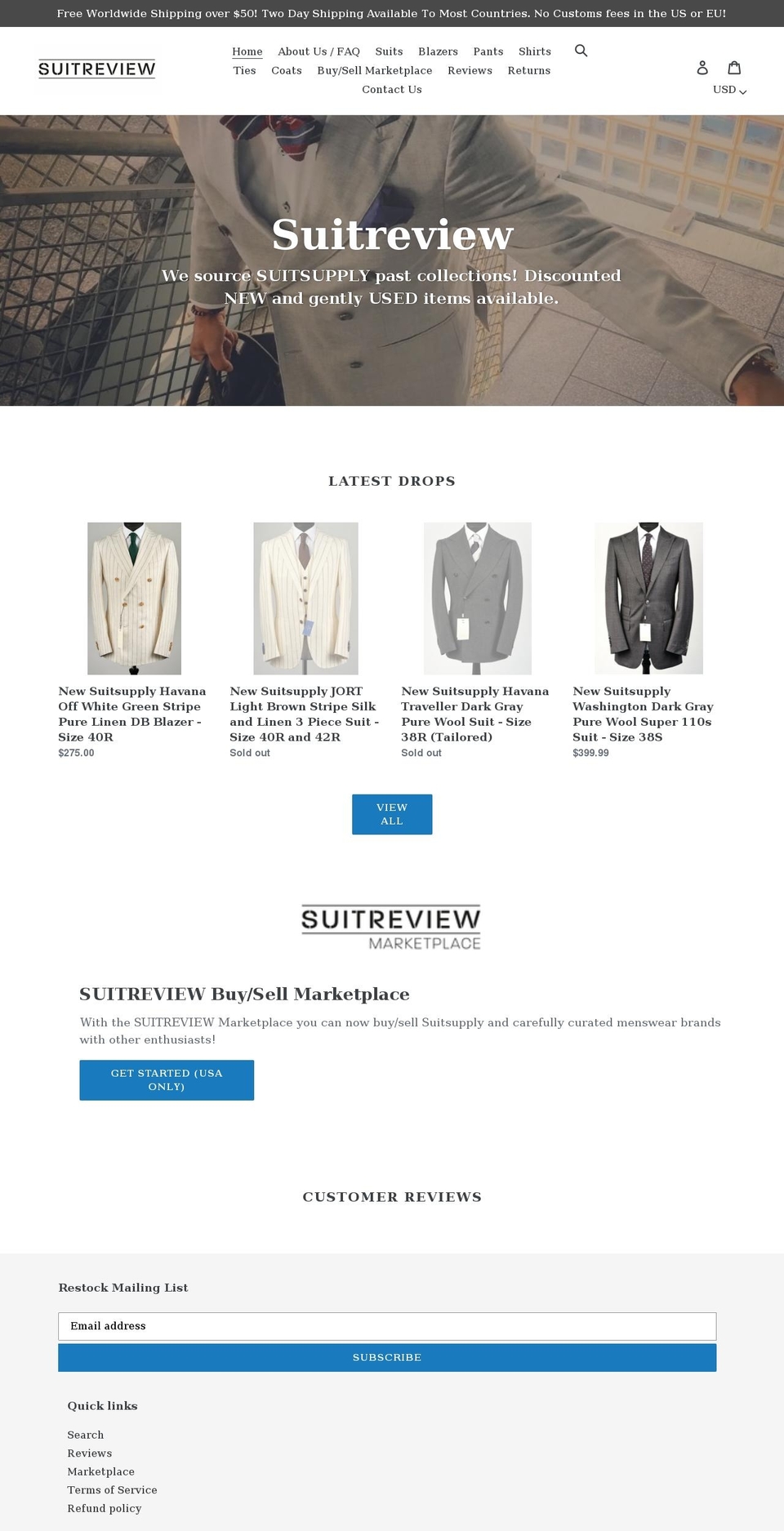 suitreview.net shopify website screenshot