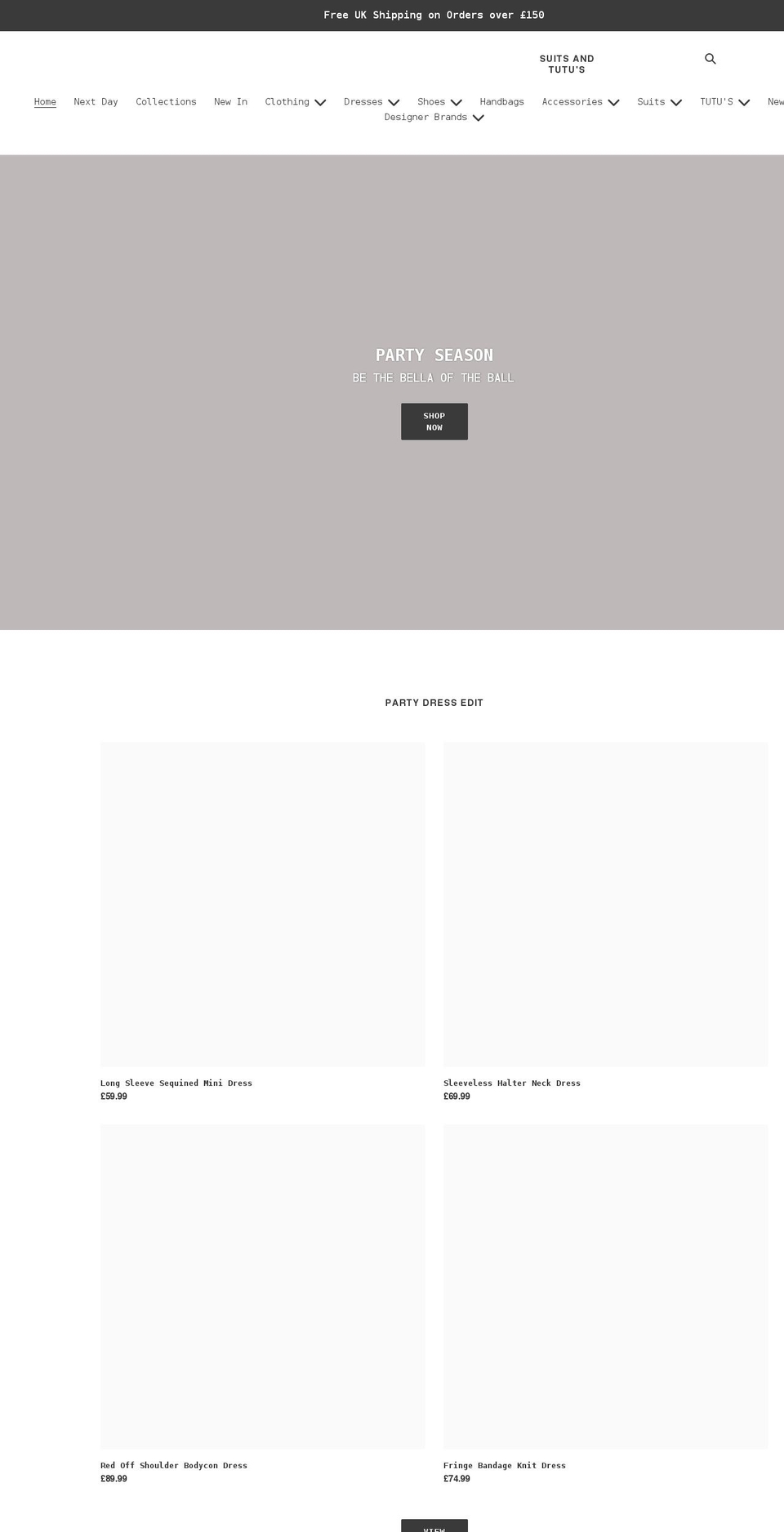 suitsandtutus.com shopify website screenshot