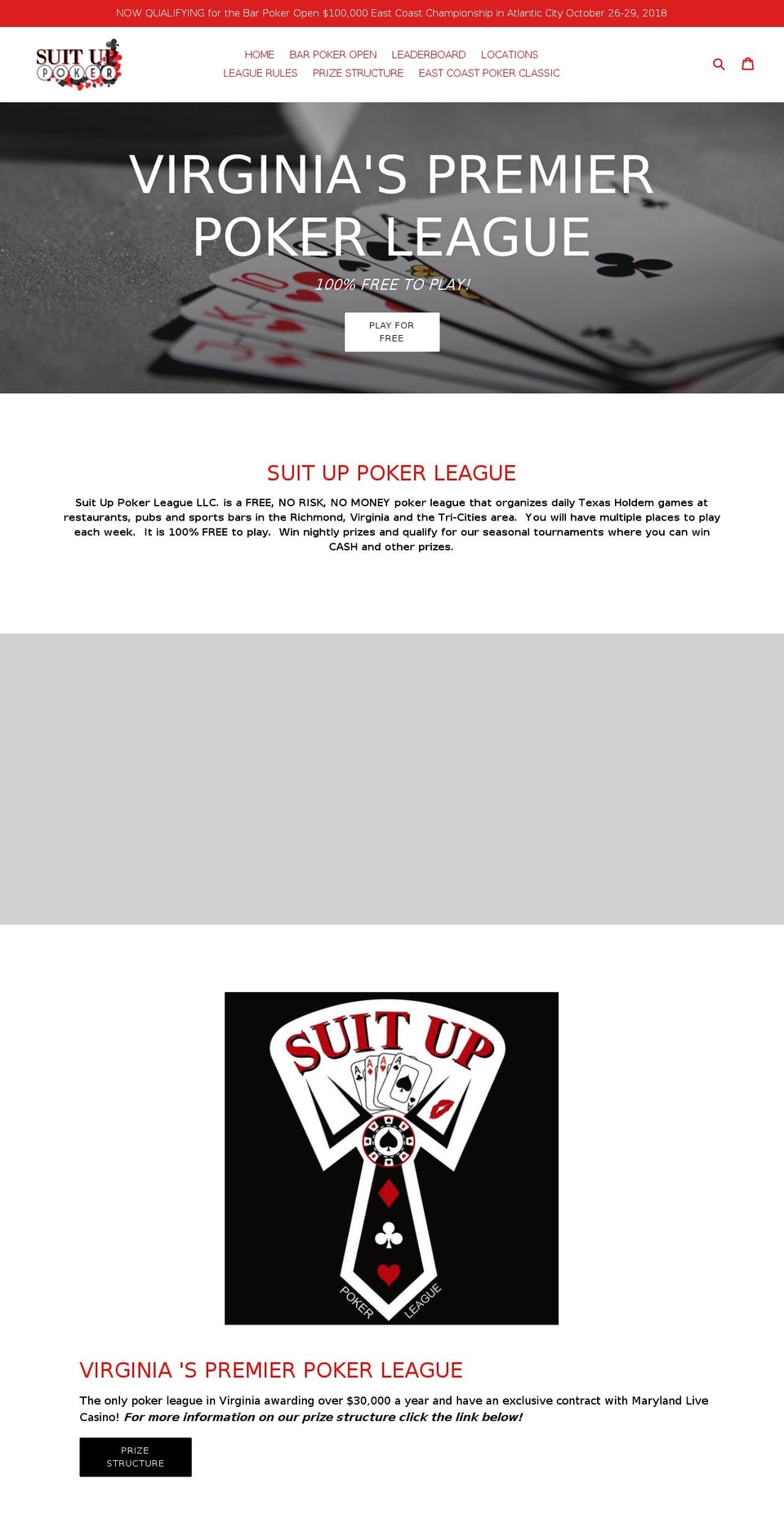 suituppokerleague.com shopify website screenshot
