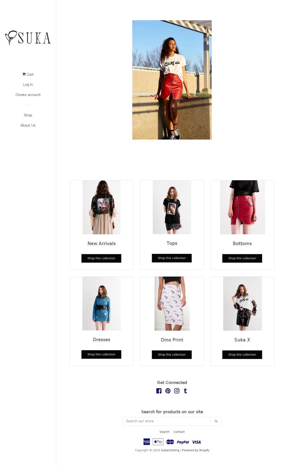 sukaclothing.co shopify website screenshot