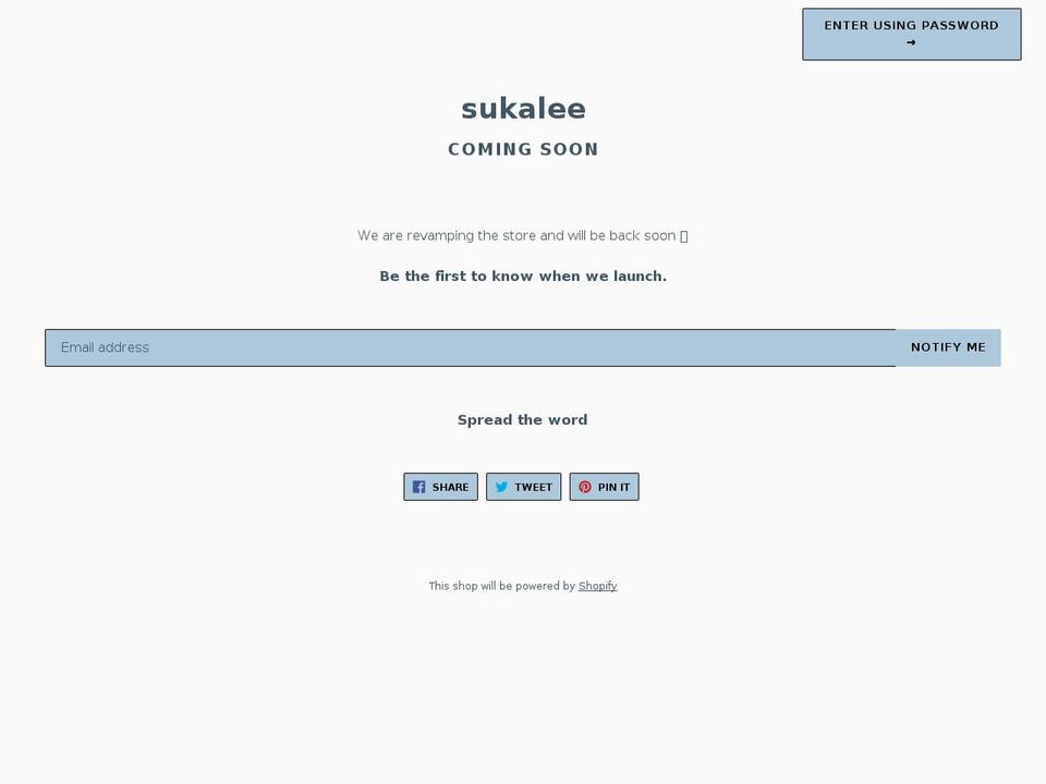 sukalee.com shopify website screenshot
