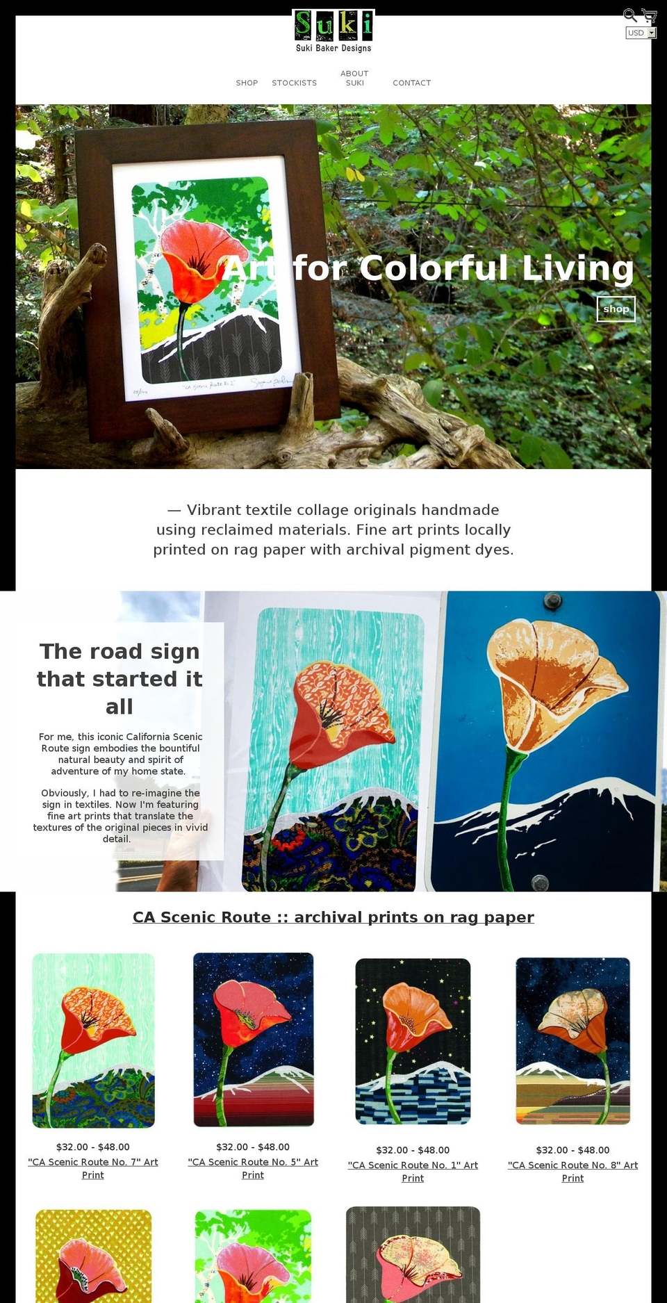 sukibakerdesigns.com — Shopify storefront screenshot