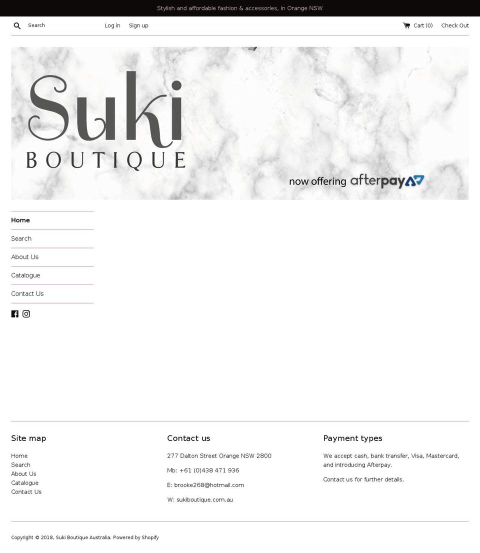 sukiboutique.com.au shopify website screenshot