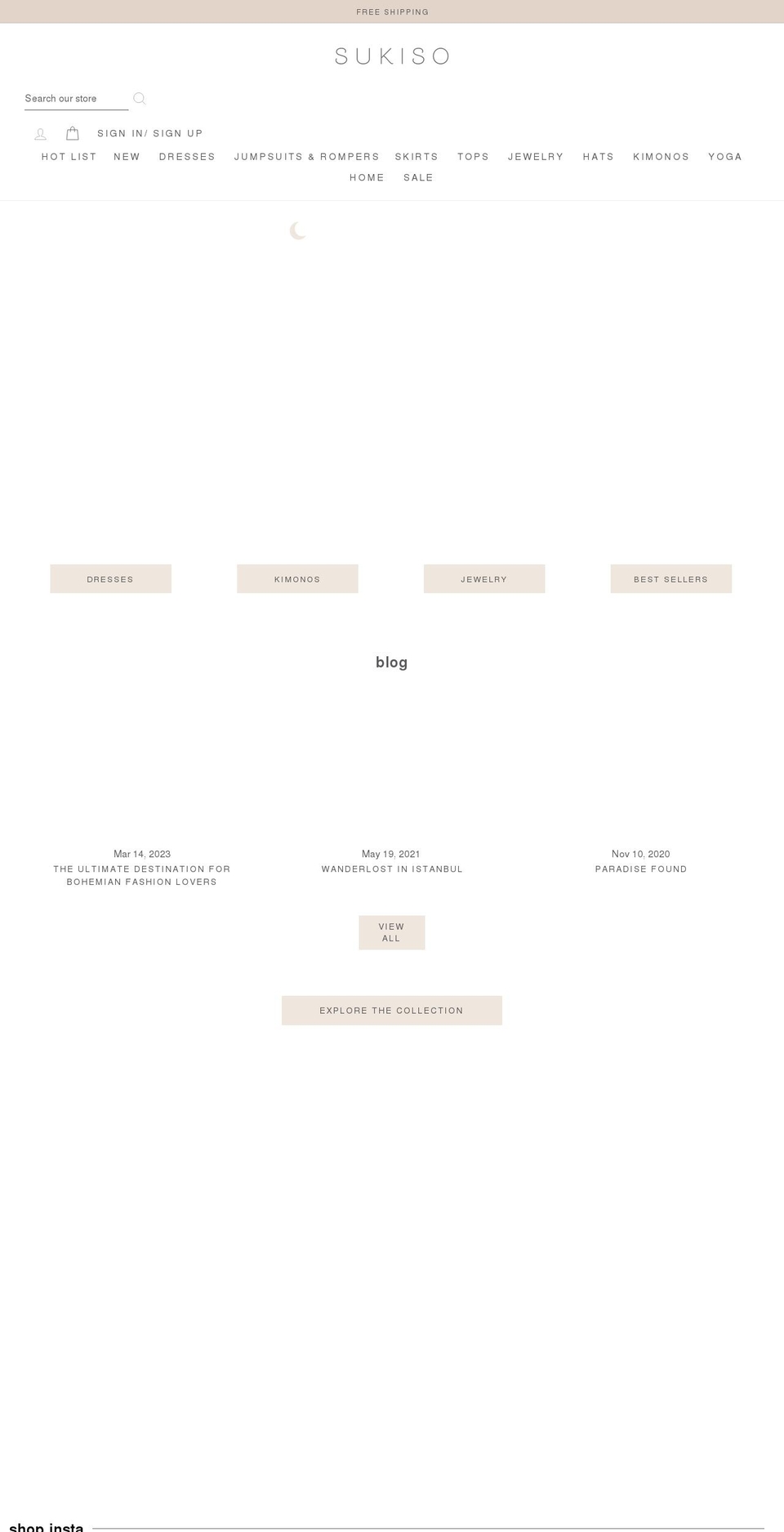 sukiso.com shopify website screenshot