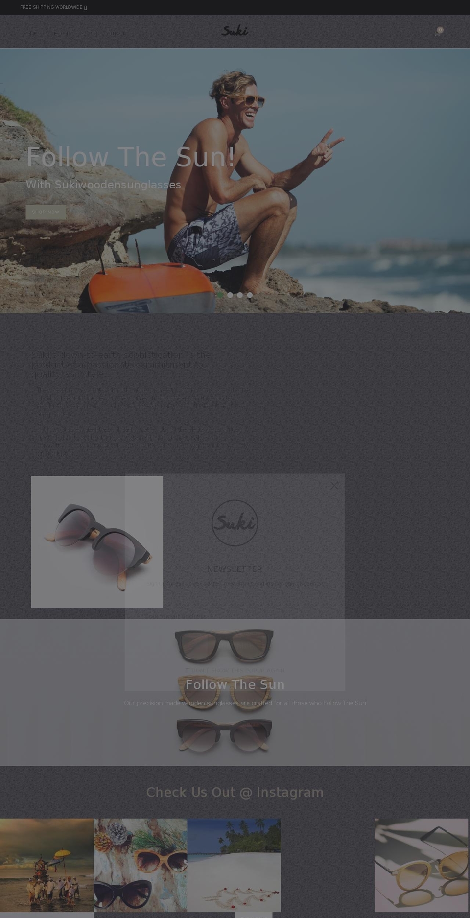 sukiwoodensunglasses.com shopify website screenshot