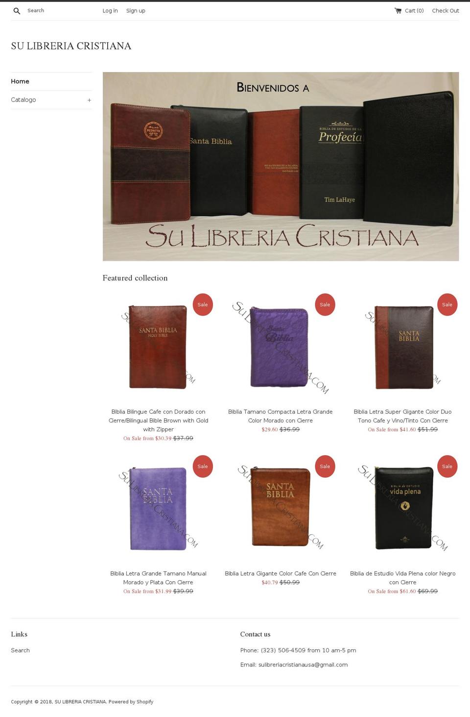 sulibreriacristiana.com — Shopify storefront screenshot