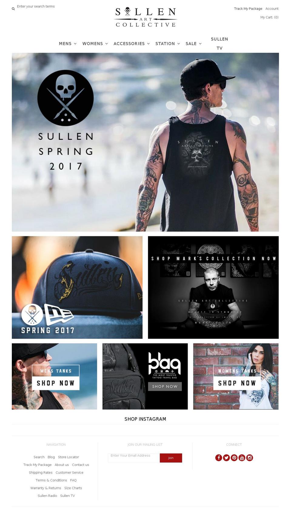 Tailor Shopify theme site example sullenclothing.com