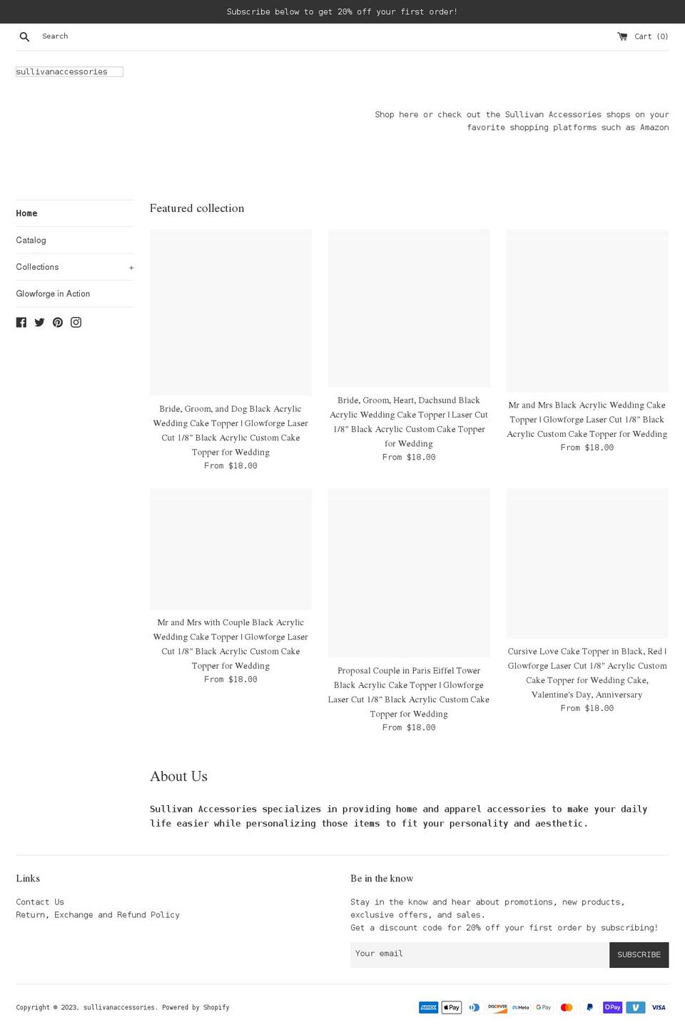 sullivanaccessories.com shopify website screenshot